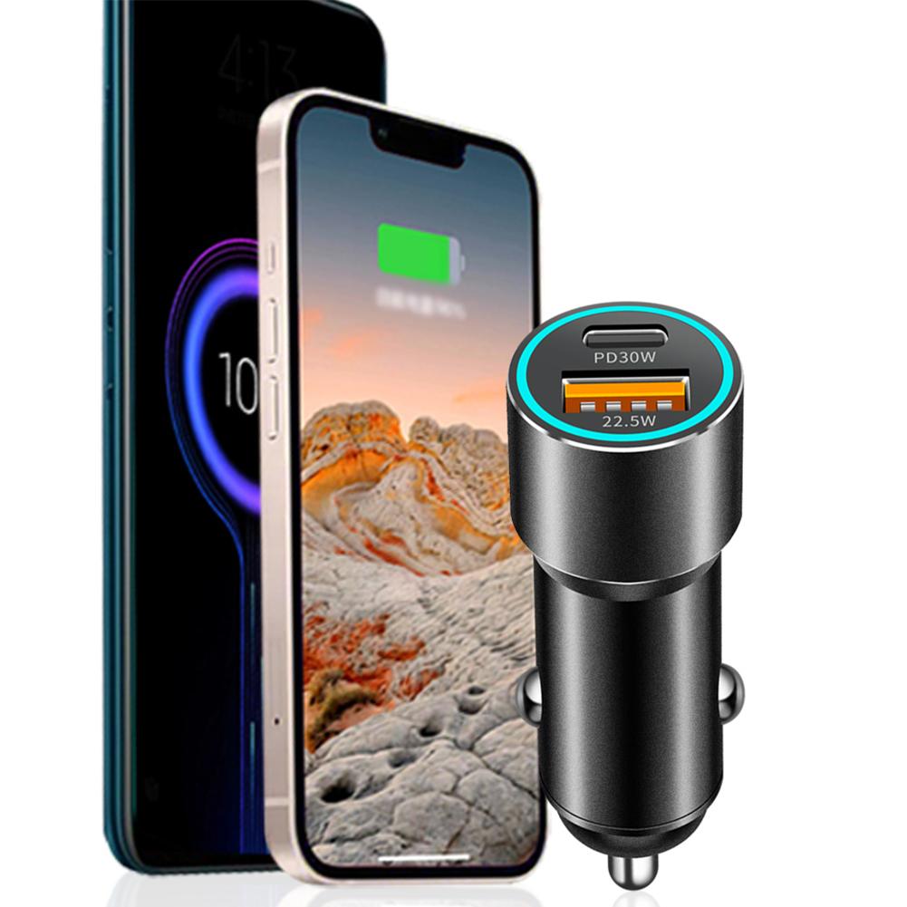 New PD30W+QC22.5W Alloy Car Charger Fast Charging For Phones Tablets Automotive Interior Accessories W3T5