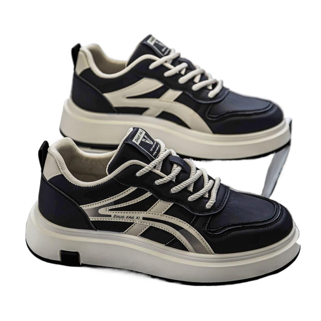 Men's Shoes Are Breathable, New Casual Shoes, Board Shoes, Thick Soles, Heightened Sneakers, Light Luxury Leather White Shoes