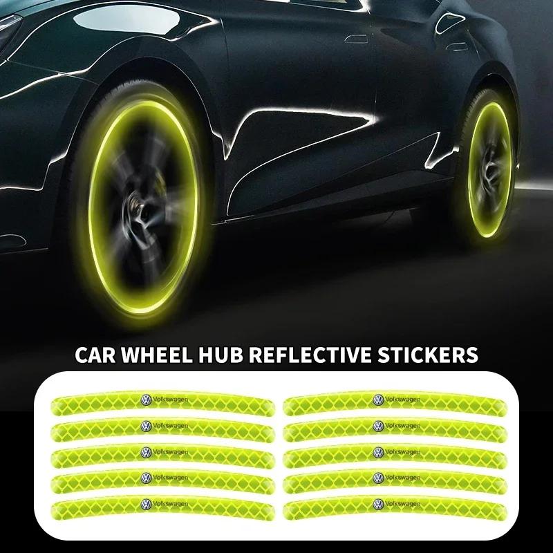 B6 VW For Volkswagen Car Tire Rim Sticker Auto Reflective Sticker Roadway Safety Luminous Stripe Wheel Hub Decoration For Volksw