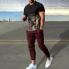 Summer Men's Sportswear Set Short Sleeved T-shirt Long Pants Two-piece Set Men's Sportswear 3D Printed Casual Trend Oversized