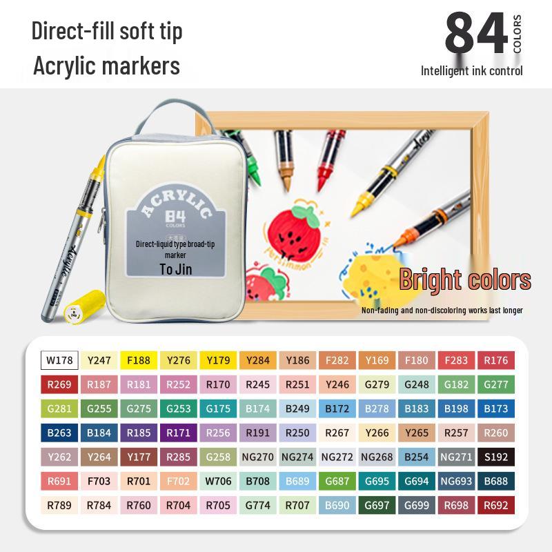 

Жидкий акриловый маркер Zhi Jin - Мягкий наконечник, Непрозрачная акварельная ручка для DIY граффити и искусства в начальной школе.