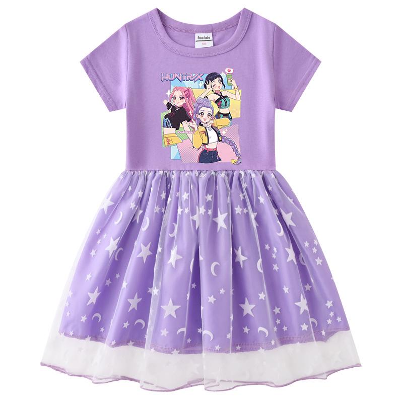 Vestido de Princesa con Lentejuelas Arcoíris de Manga Larga Kpop Demon Slayer para Niñas