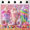 2D Plane Vibrant Candy Drink Party Background Fabric Living Room Decoration Polyester Fiber