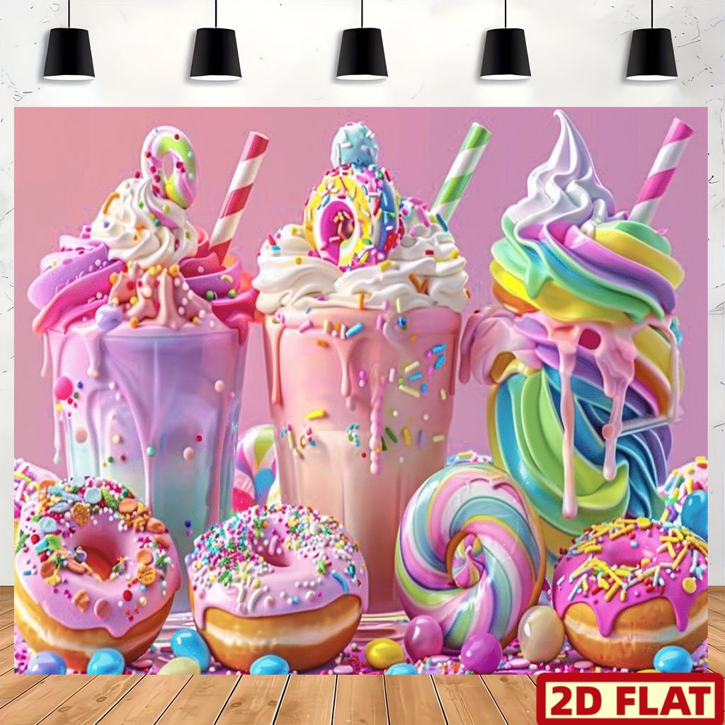 2D Plane Vibrant Candy Drink Party Background Fabric Living Room Decoration Polyester Fiber