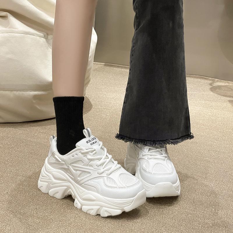 Mesh Explosion Dad Shoes Heightening Shoes 2025 Spring New Small Black Platform Sneakers Women's