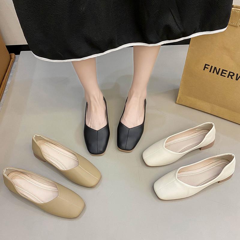Women Shoes Autumn Shallow Mouth Casual Female Sneakers Flats Square Toe Fall New Summer Moccasin  PU Fash