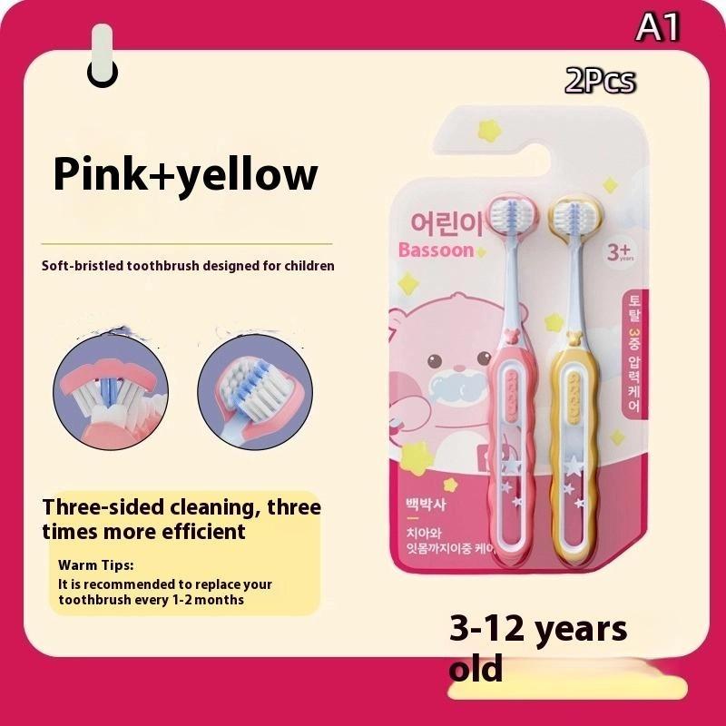 

Антибактериальная чистящая зубная щетка для детей Трехсторонняя зубная щетка с мягкой щетиной для младенцев и малышей в возрасте 3-12 лет