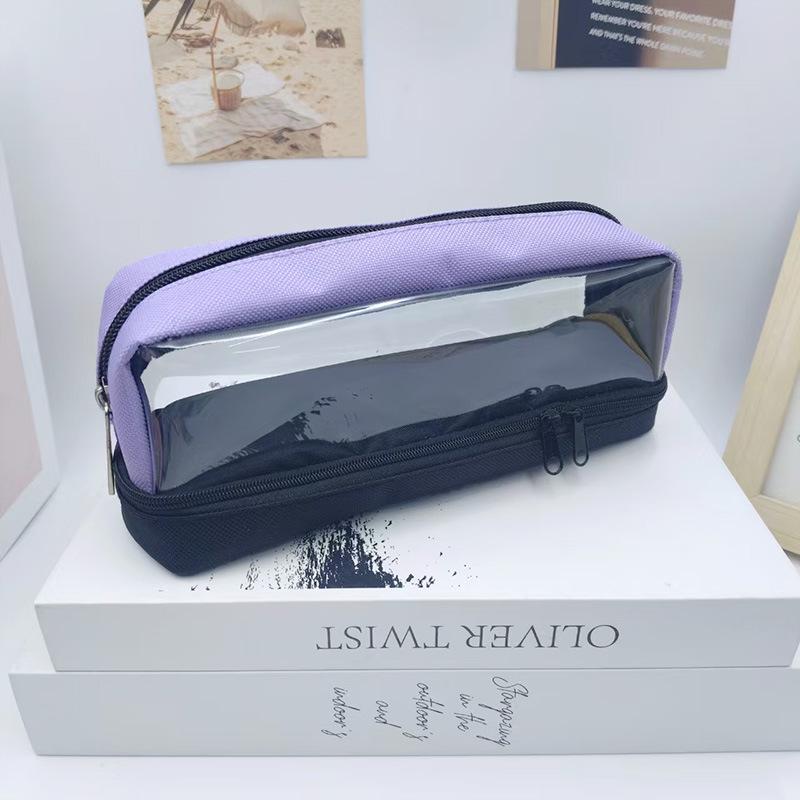 Two-Tone Transparent Large Capacity Pencil Case for Students