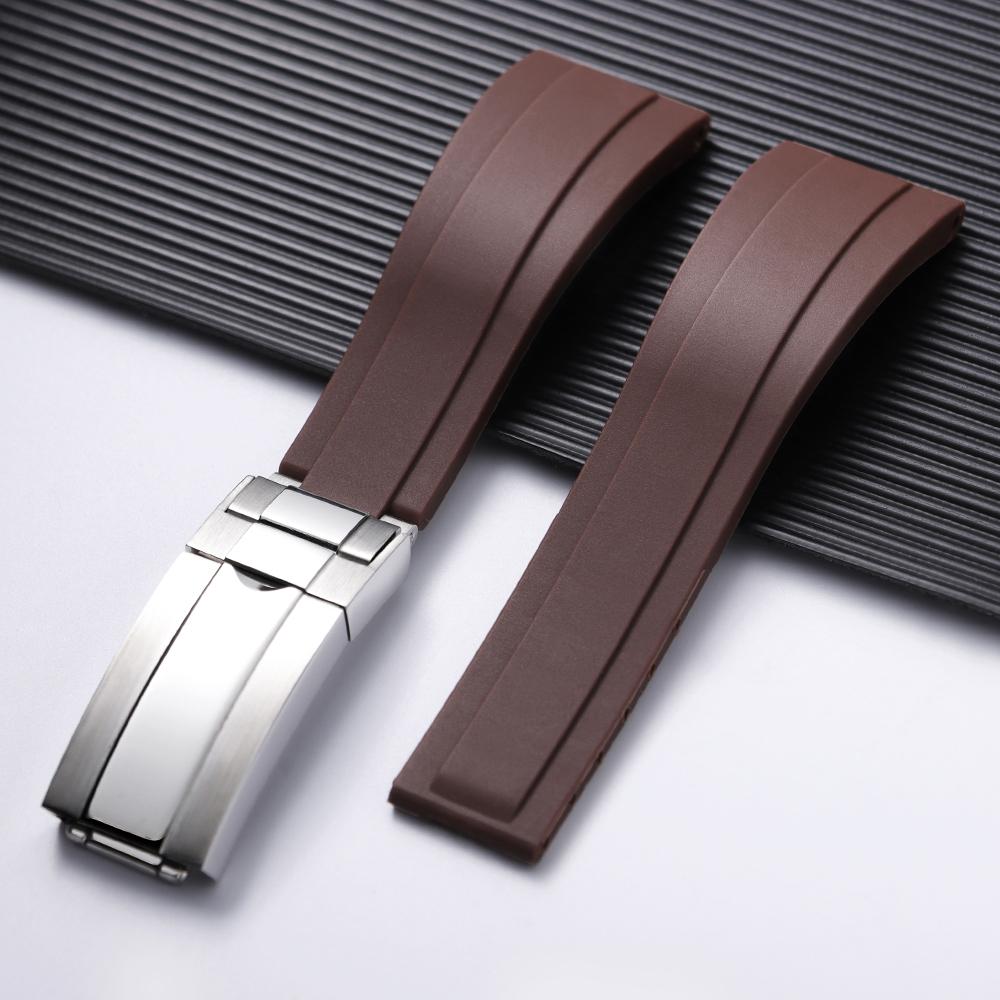 20mm Silicone Watch Band Rubber Watch Strap for Rolex Water Ghost Series Wrist Band Waterproof Fold Buckle Men Sport Bracelet