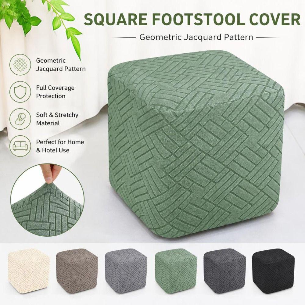 Full Coverage Ottoman Covers Geometric Jacquard Furniture Slipcovers Sofa Footstool