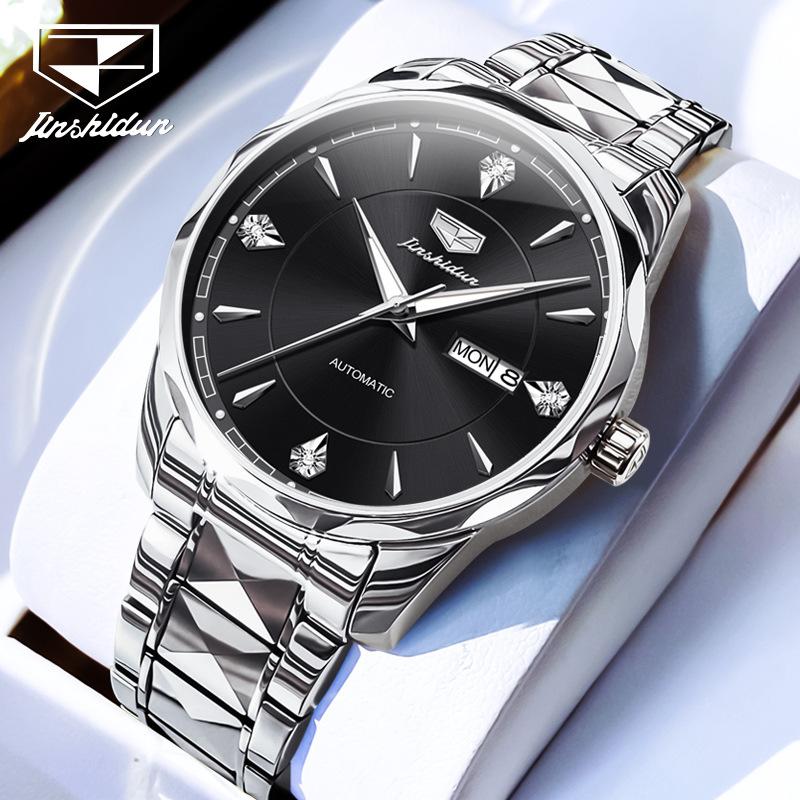 JINSHIDUN Fully Automatic Mechanical Watch with Double Calendar, Waterproof and Luminous for Men