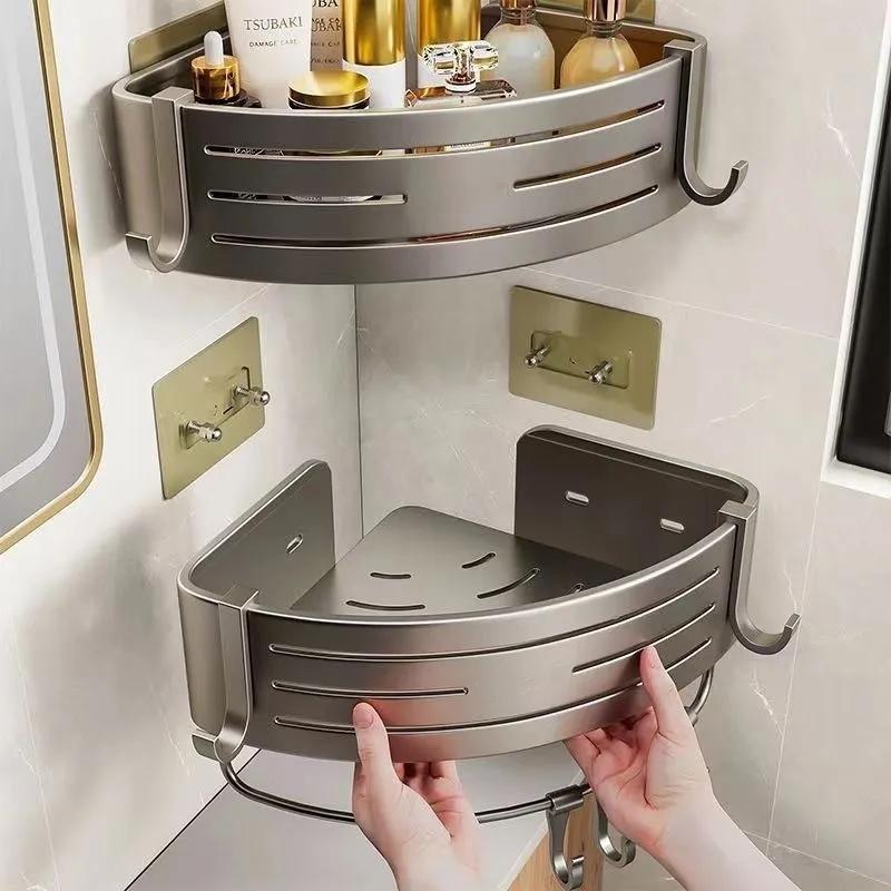 Badezimmerregale aus Aluminiumlegierung Stanzfrei Verdicktes Dreieck Wandmontiertes Eckregal Badezimmerzubehör Duschorganizer