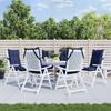 High Back Seat Cushions 6 Pcs Navy Blue Oxford Fabric