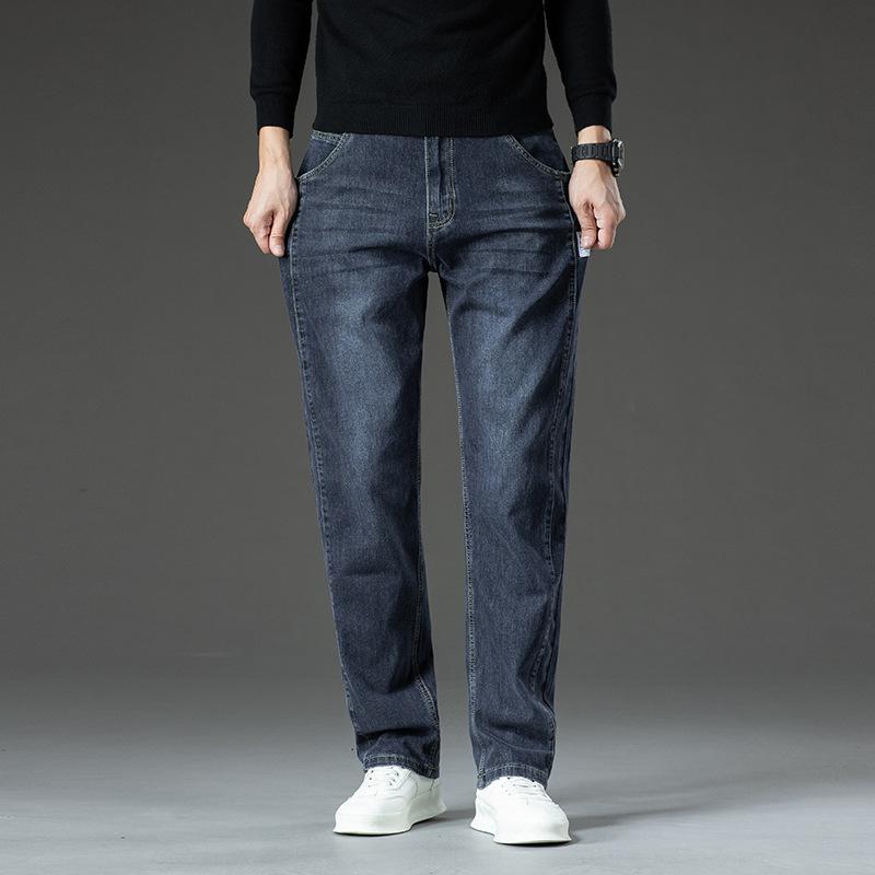Wide-leg Denim Trousers, Autumn New Trendy Brand Men's Jeans, Loose Elastic Straight Leg, Trendy And Versatile