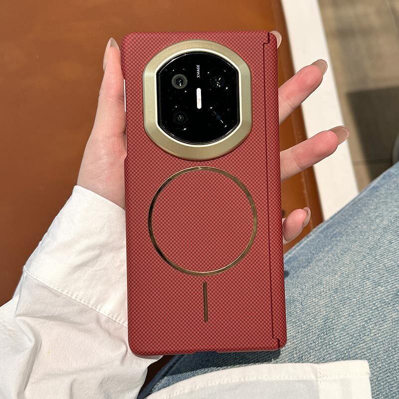 Applicable To Huawei Matex1 Mobile Phone Case Kevlar Pattern Business Leather Case X1 Collector's Edition Anti-drop Center Shaft Hinge