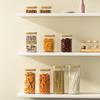 Transparent Plastic Food Jar with Bamboo Lid for Kitchen Storage
