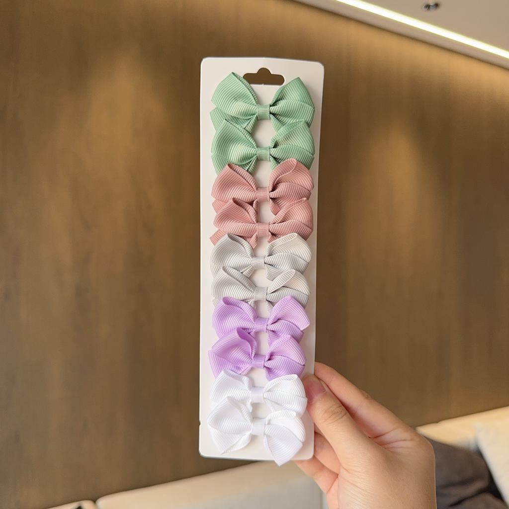 10Pcs Soft Cotton Bow Hairpin Girl Sweet Design Hairpin Color Block Delicate Hairgripe Barrettes Kawaii Child Accessories