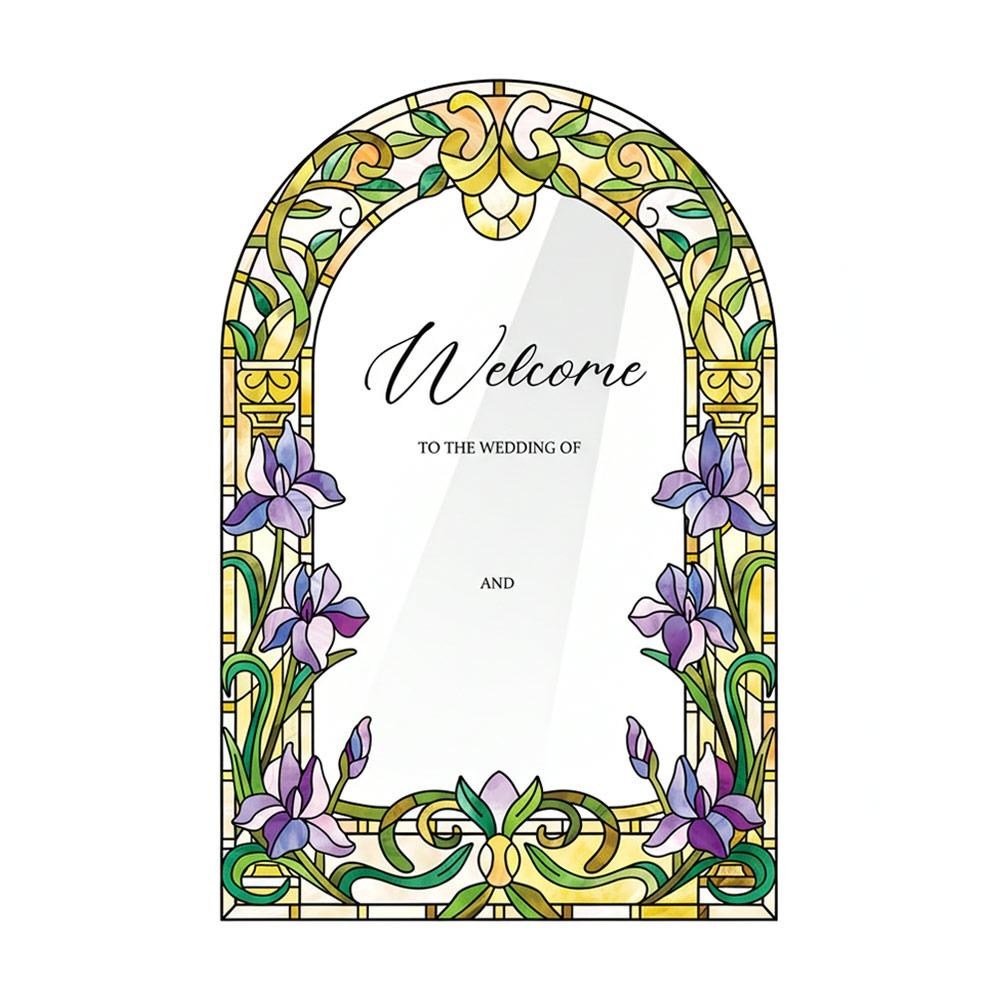 

Multicolor Wedding Welcome Sign Acrylic Wedding Ornament Wedding Indicator Plate Flower Pattern Rectangle Arch L
