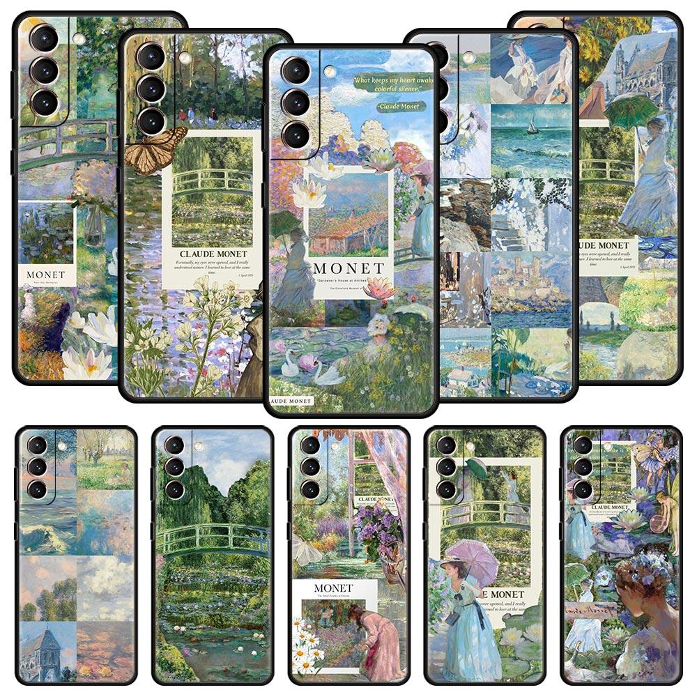 Claude Monet Art Phone Case For Samsung Galaxy S26 Ultra S25 Plus S24 FE S23 S22 5G S21 S20 Cover Black Soft