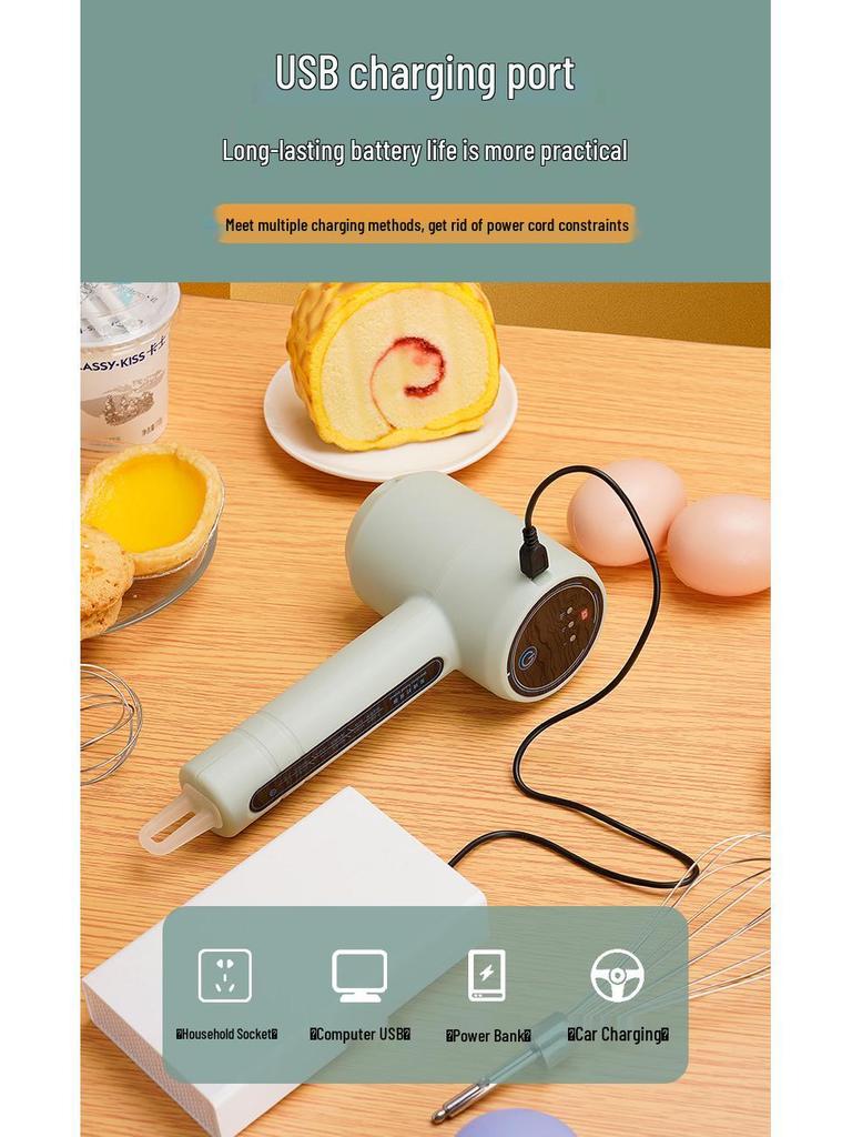 Wireless Rechargeable Handheld Egg Beater for Baking: Cream, Cake, & Egg White Frother Mixer