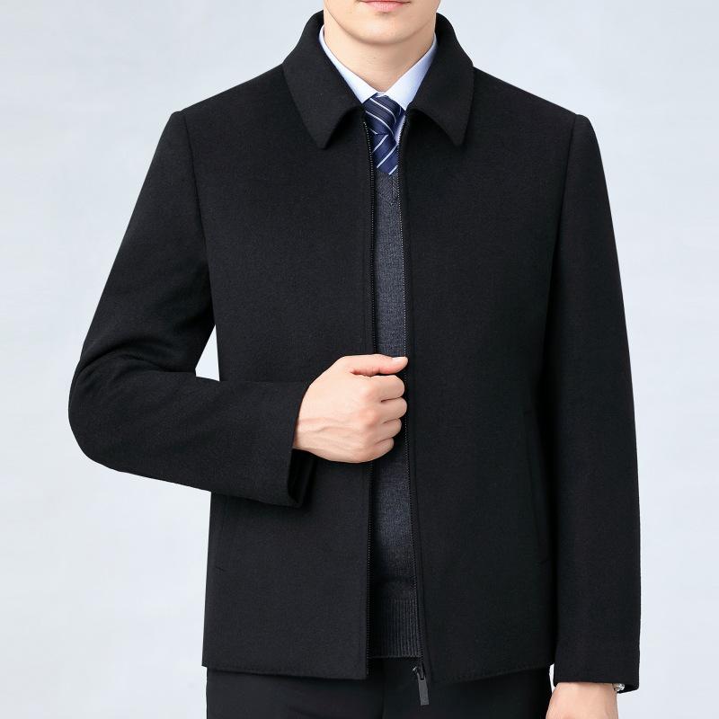Men's Winter Double-Sided Wool Lapel Jacket with Cashmere Inner Layer - Dad Style