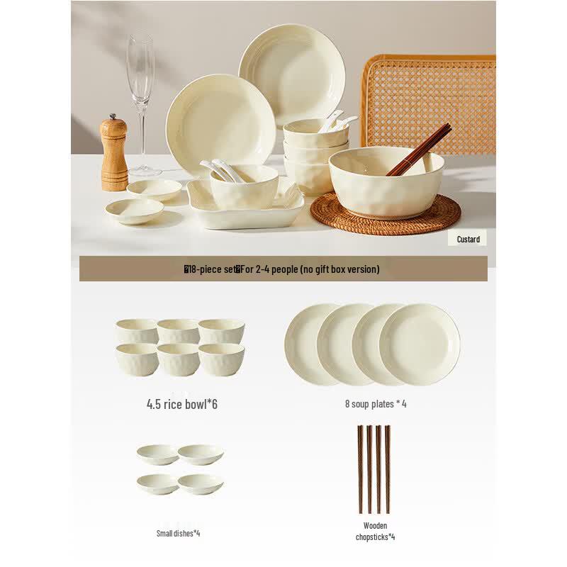ZISIZ 18-Piece Cream Style Ceramic Dinnerware Set