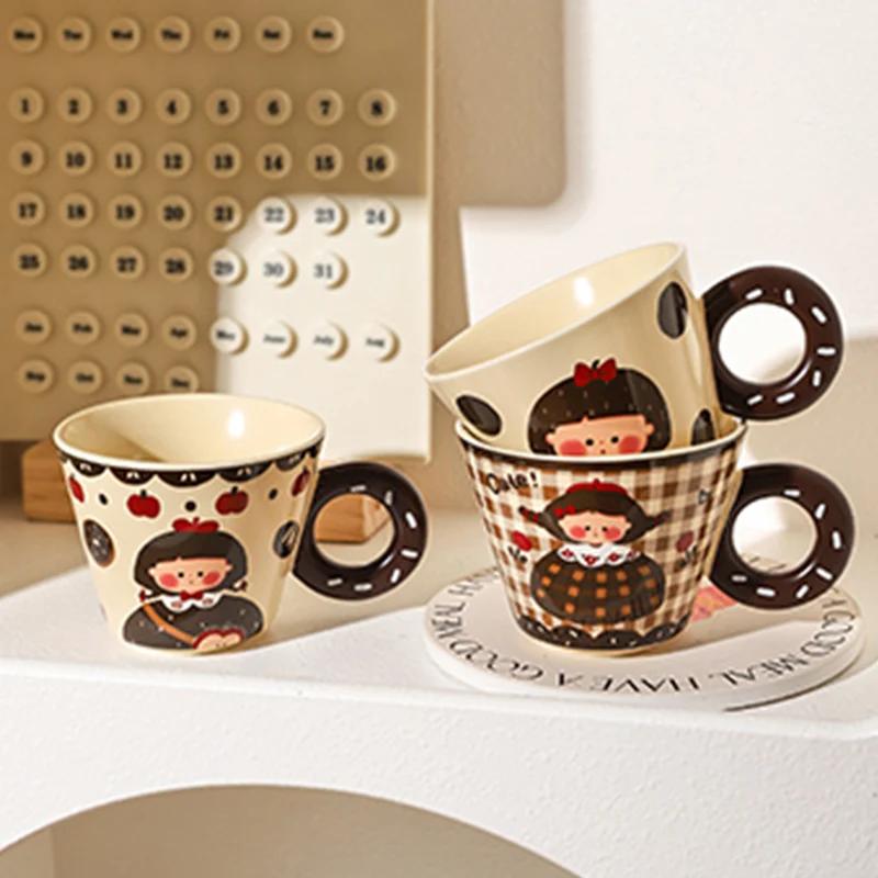 Happy Girl Keramiska Kaffekoppar Hem Frukost Yoghurtmuggar Fritid Kontor Utsökt Kaffekopp Vän Födelsedagspresenter
