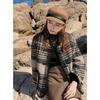 Sancai Women's Winter Plaid Boucle Toggle Button Wool Coat