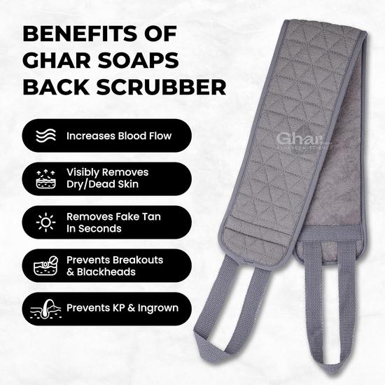 Ghar Soaps Exfoliating Back Scrubber For Dead Skin Body, Black | Loofah for Women & Men | Gentle On Skin | Easy To Use | Back Scrubber
