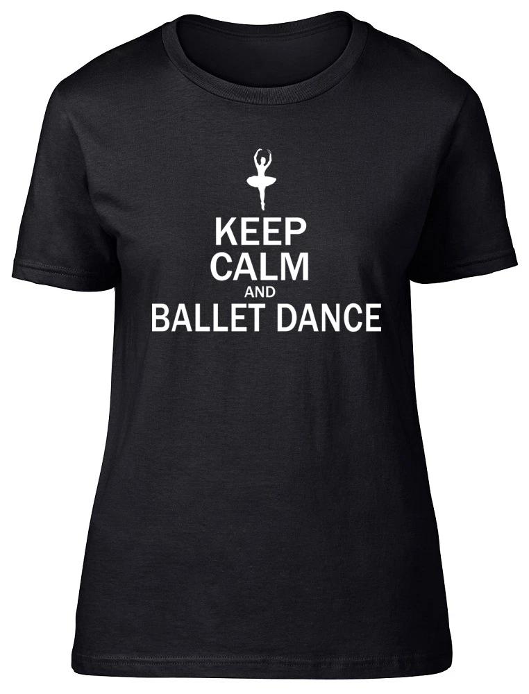 Keep Calm and Ballet Dance Womens Ladies Fitted Tee T-Shirt S