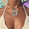 Beach Vacation Conch Pendant Necklace Vintage Spiral-Symbol Necklace Bohemian Ethnic Style Creative-Waxed Rope-Jewelry