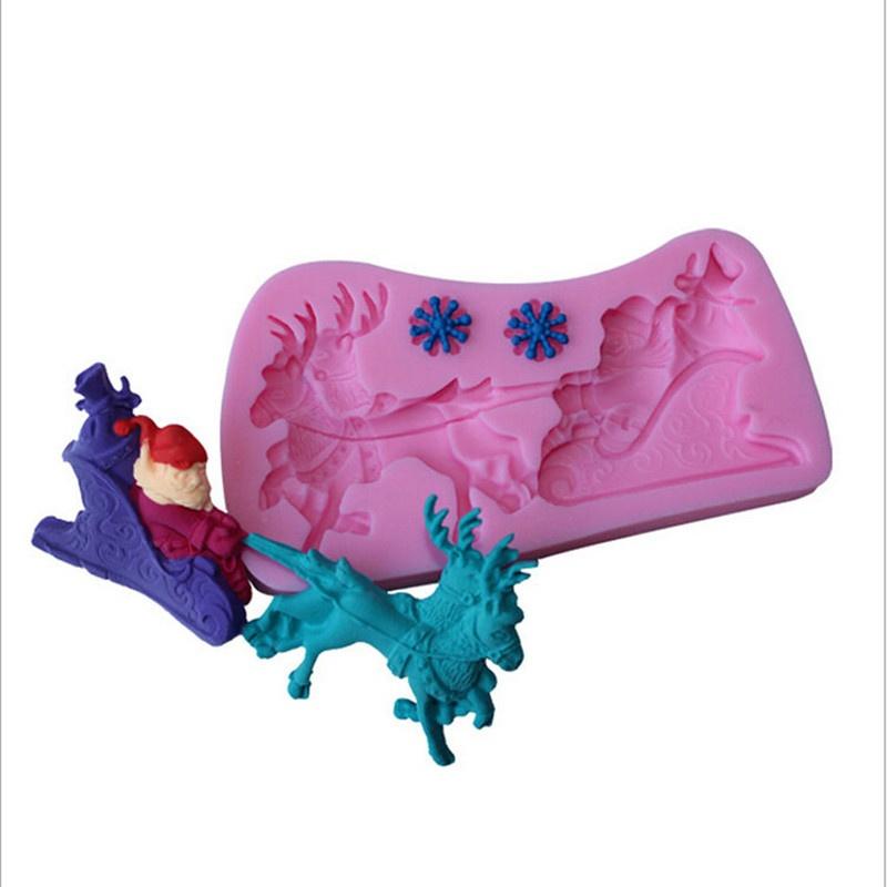 New Christmas Santa Claus Deer Shape Chocolate Candy Jello 3D Silicone Fondant Lace Mold