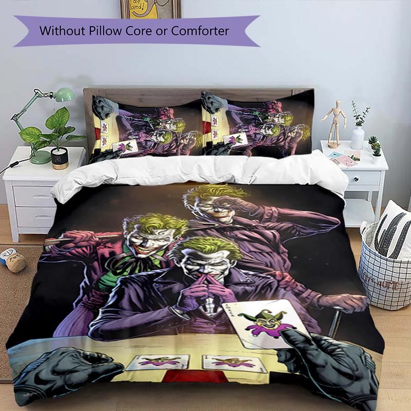 3pcs Joker pattern bedding set duvet cover set includes duvet cover &pillowcases, perfect all season bedroom decoration & gift
