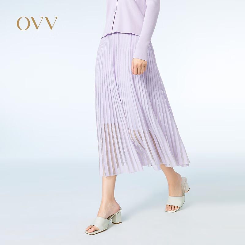 OVV Women s Elegant Pleated Knit Mid-Length Skirt S