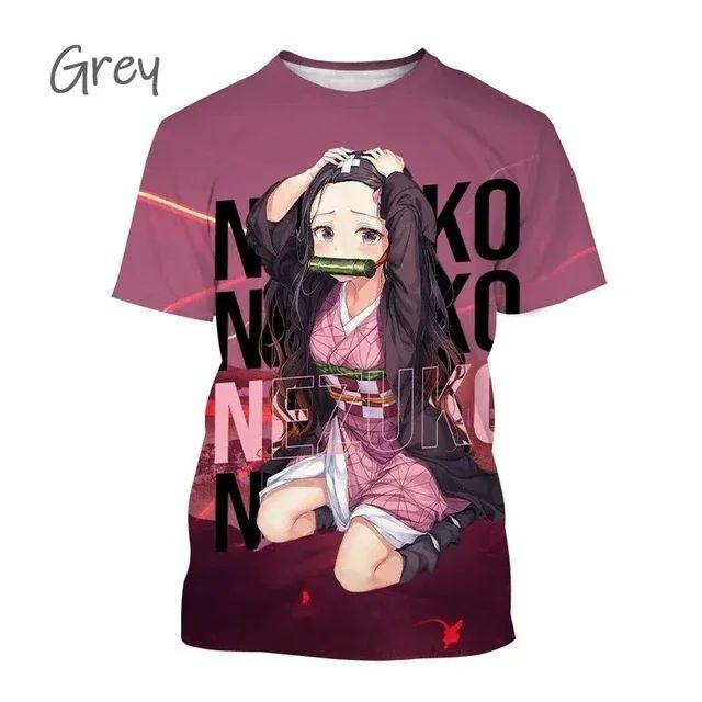 Summer Nezuko Kamado 3D Personalized Anime Printed T-shirt Fashion Men and Women Devil Slaye Short Sleeve Hip Hop T-shirt