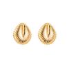 18K Gold Stainless Steel Stud Earrings Women Vintage Ocean Element Vacation Style Titanium Steel Fashion Ear Jewelry New Arrival