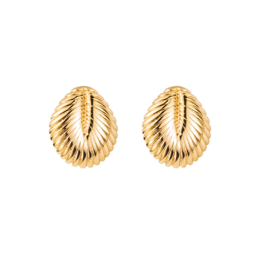 18K Gold Stainless Steel Stud Earrings Women Vintage Ocean Element Vacation Style Titanium Steel Fashion Ear Jewelry New Arrival