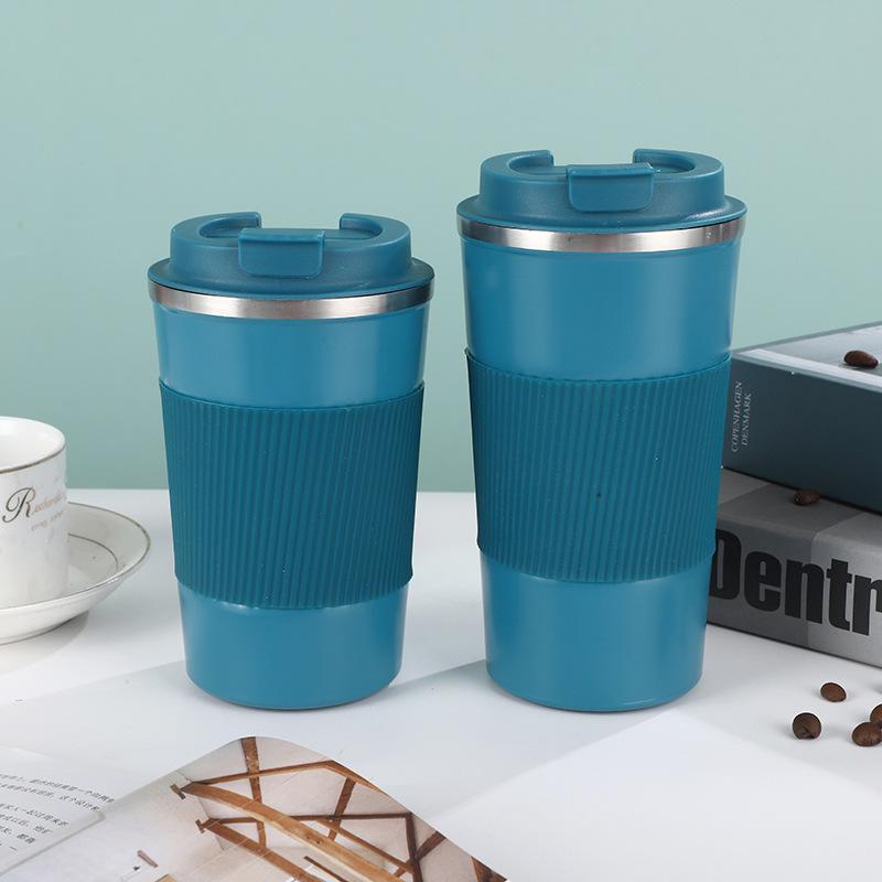 Přenosný izolovaný kožený hrnek na kávu - nerezová ocel 304, ideální do auta nebo na dárky