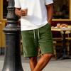Heren Mode Casual -Kleur Corduroy Korte Broek Met Borduurwerk-, Elastische Tailleband met Trekkoord Korte Broek