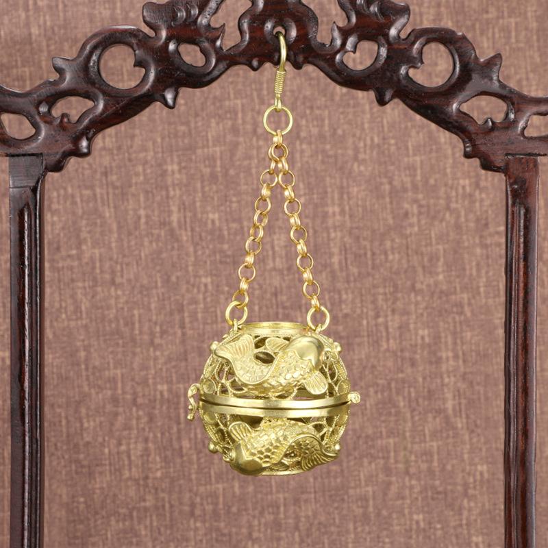 

Antique Brass Incense Ball Hollowed Out Home Incense Ball Retro Copper Incense Ball Home Car Pendant Wholesale