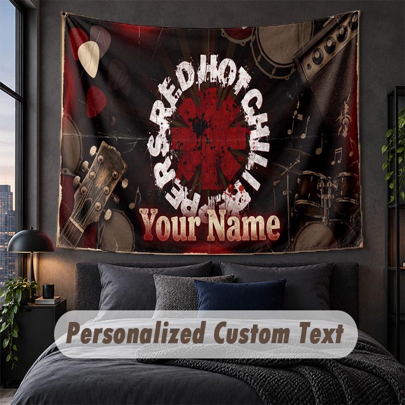 Custom Name Text Tapestry,Red Hot Chili Peppers Decorative Wall Hanging, Background Tapestry For Home Bedroom