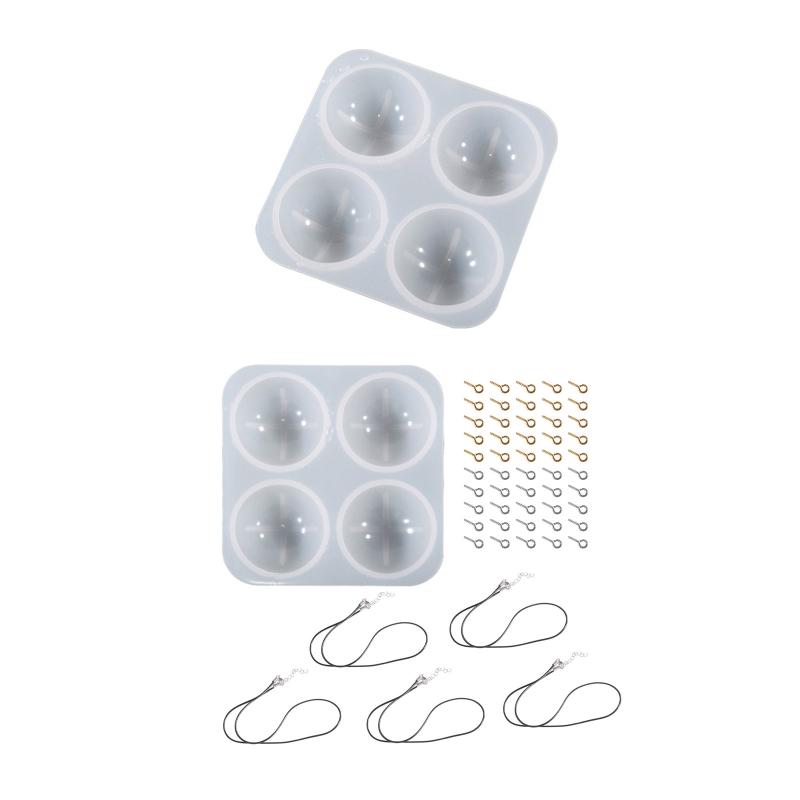 Hemisphere Gem Silicone Mold Round Pendant Resin Epoxy Pendant Mold for Earrings with Screw Ring Jewelry Making DIY