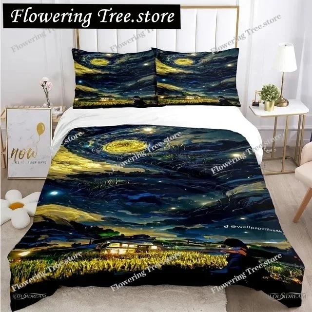 Van Gogh Art Cute Kawaii Duvet Cover Comforter Bedding set Soft Quilt Cover and Pillowcases for Teens SingleDoubleQueenKing