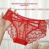 Female Summer New Style This Year Red Sexy Lace Transparent Mesh Yarn Low Waist Triangle Briefs