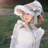 Ruffle Lace Beach Hat Flat Top Hat  for Elegant Tea Party Princess Beach Outdoor Travel