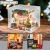Christmas Dollhouse DIY Kit 3D Wooden Puzzle with Lighting for Valentine's Day Gift Easily Install