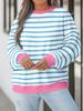 2026 Autumn/Winter Women's Round Neck Striped Long Sleeve Loose T-shirt
