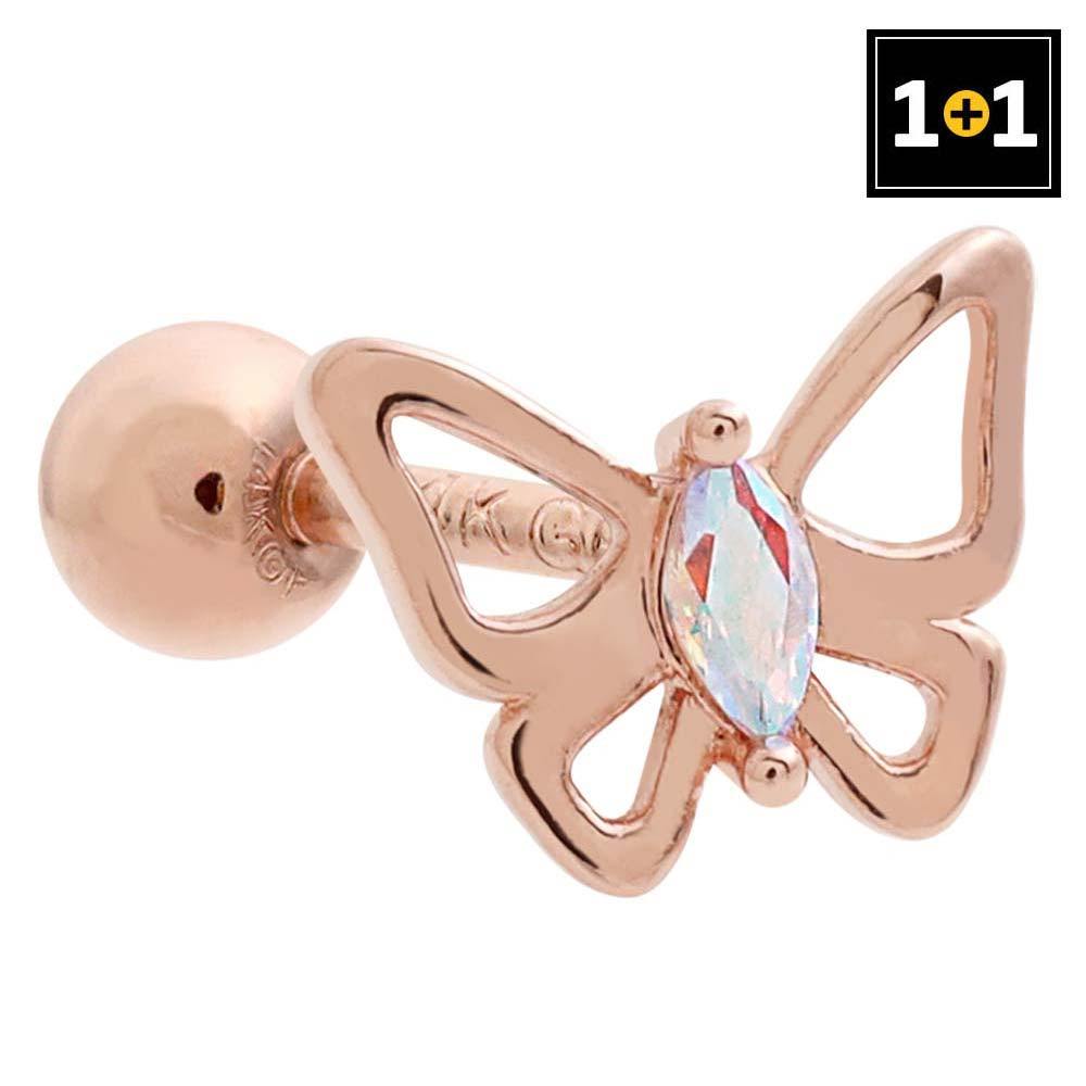 [1+1] 14K Gold Filled Pin Love Fly Piercing (Single Side Sold)