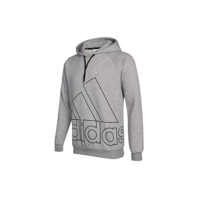adidas Pánská sportovní pletená mikina s kapucí s velkým potiskem loga a fleecovou podšívkou, šedá HB5091