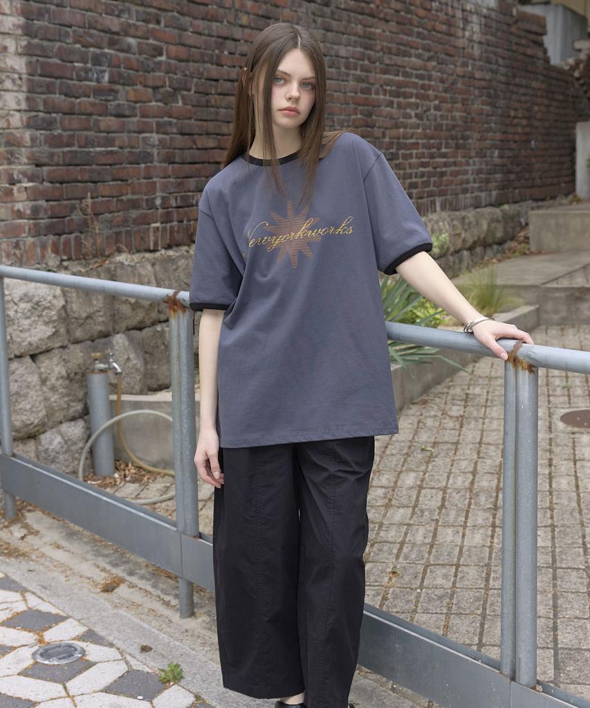 Nyuyogwogseu Unisex Contrast Ringer Short Sleeve T-Shirt_Charcoal